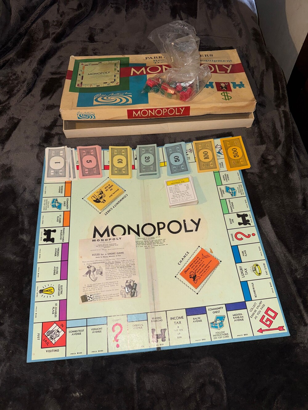 Vintage 1961 Parker  Brothers Monopoly Board Game Classic Real Estate Trading